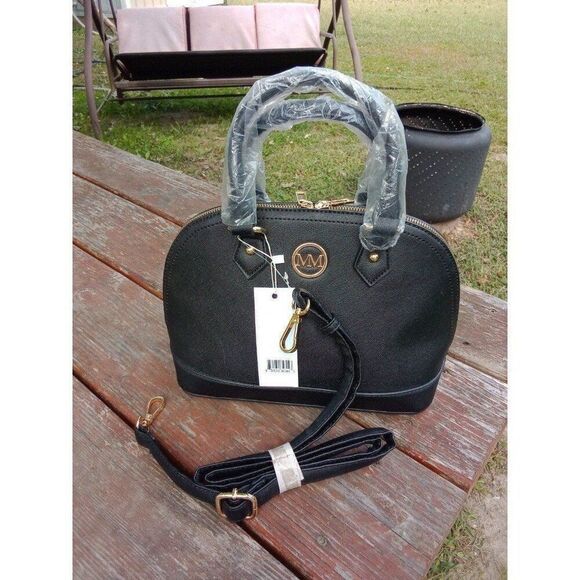 Marilyn Monroe Satchel Crossbody Black & Gold Red Inside - Picture 1 of 9